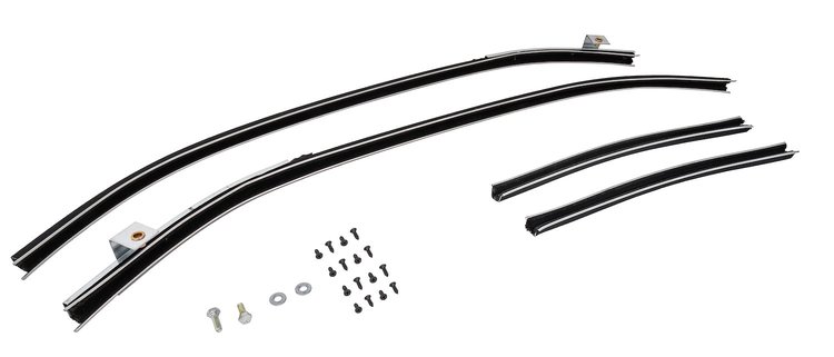 Quarter Glass Run Channel for 1964-1965 Buick, Chevrolet, Pontiac Models [2-Door Sedan, With Chrome Bead]