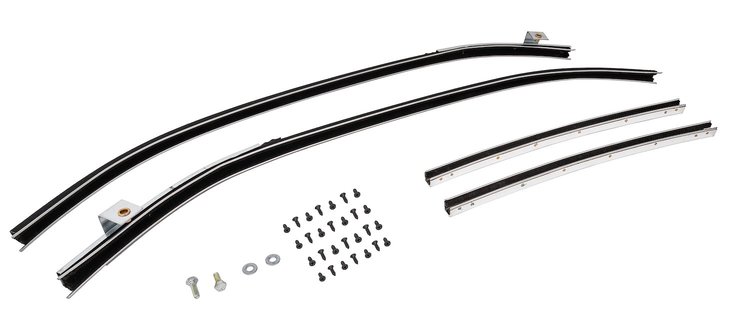 Quarter Glass Run Channel Kit for 1964-1965 Buick, Chevrolet, Pontiac Models [2-Door Sedan, With Chrome Bead]