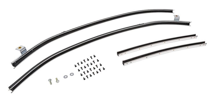 Quarter Glass Run Channel Kit for 1964-1965 Oldsmobile Cutlass, F85, 442 [2-Door Sedan, With Chrome Bead]
