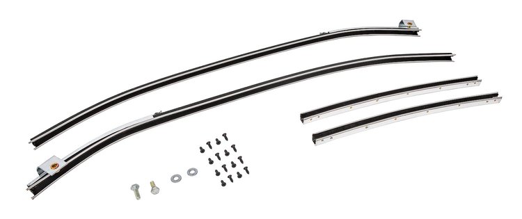 Quarter Glass Run Channel Kit for 1966-1967 Buick, Chevrolet, Oldsmobile, Pontiac Models [2-Door Sedan, With Chrome Bead]