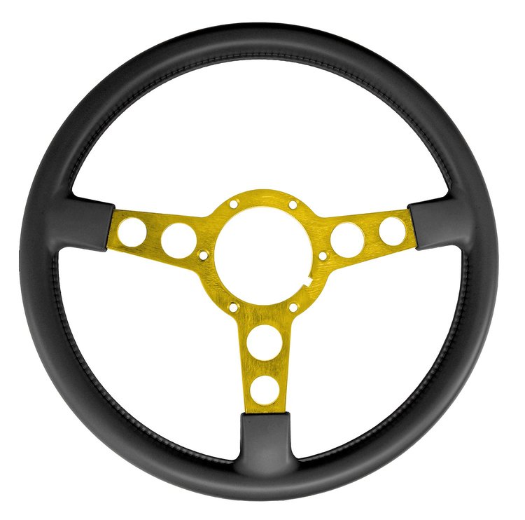 Formula Steering Wheel for 1970-1981 Pontiac Firebird Trans AM [Gold 3-Spoke w/Black Grip]
