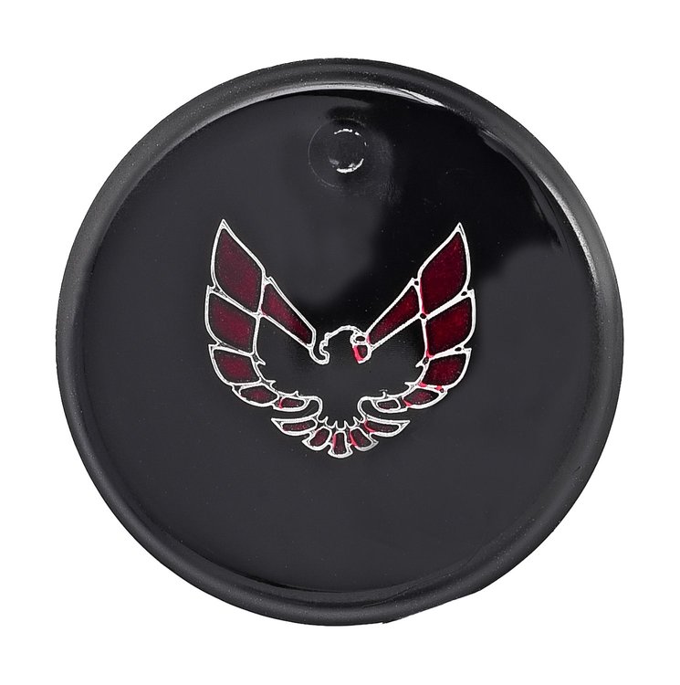 Steering Wheel Horn Cap Insert for 1970-1981 Pontiac Firebird Trans AM and Formula Models [Black w/TA Red Bird Emblem]