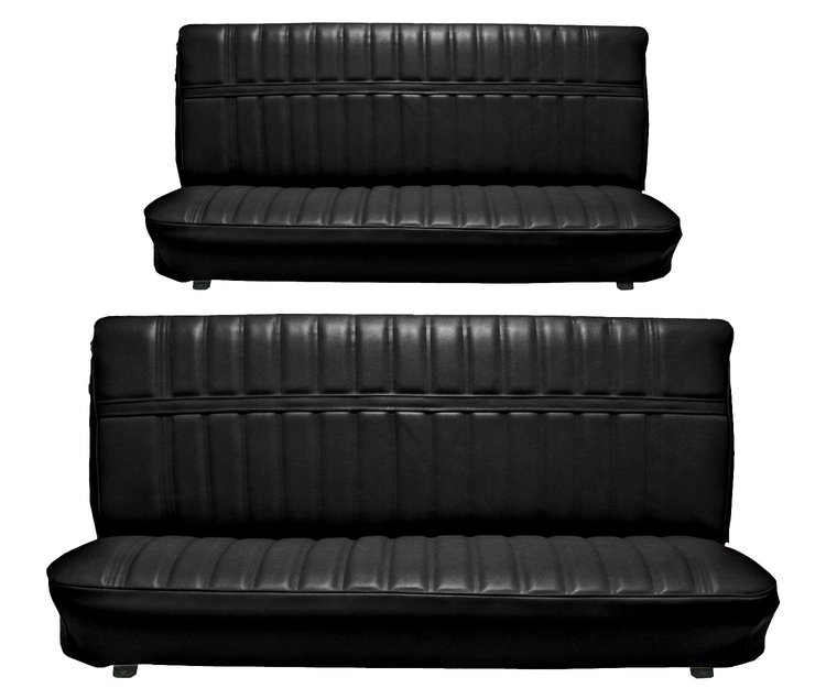 Front and Rear Bench Seat Upholstery for 1973-1980 Chevrolet/GMC Crew Cab Truck [Madrid Grain, Black]