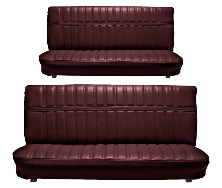 Front and Rear Bench Seat Upholstery for 1973-1980 Chevrolet/GMC Crew Cab Truck [Madrid Grain, Maroon]