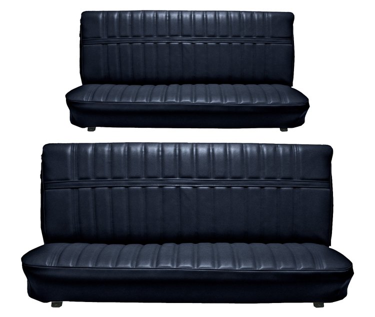 Front and Rear Bench Seat Upholstery for 1973-1980 Chevrolet/GMC Crew Cab Truck [Madrid Grain, Navy Blue]