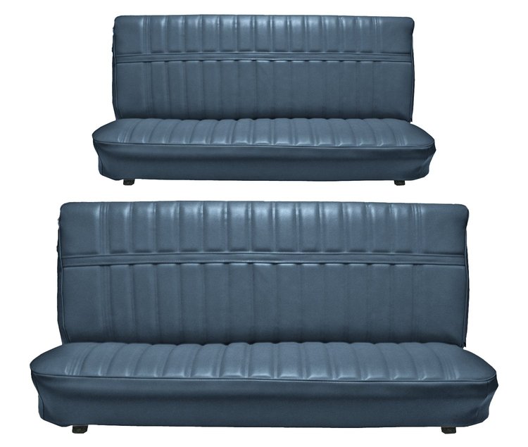 Front and Rear Bench Seat Upholstery for 1973-1980 Chevrolet/GMC Crew Cab Truck [Madrid Grain, Medium Blue]