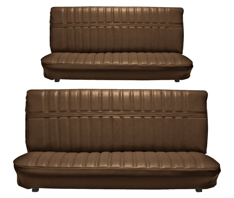 Front and Rear Bench Seat Upholstery for 1973-1980 Chevrolet/GMC Crew Cab Truck [Madrid Grain, Dark Saddle]