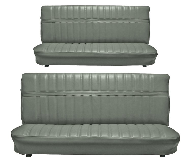 Front and Rear Bench Seat Upholstery for 1973-1980 Chevrolet/GMC Crew Cab Truck [Madrid Grain, Medium Gray]
