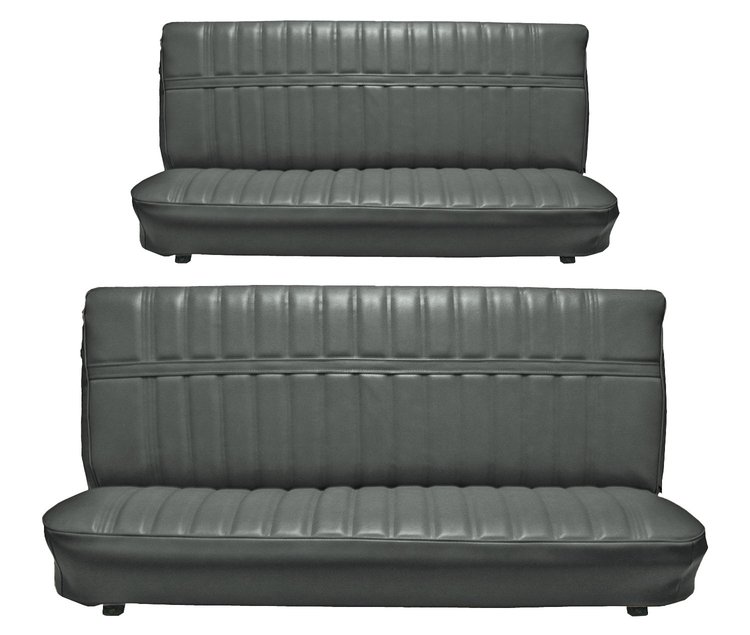 Front and Rear Bench Seat Upholstery for 1973-1980 Chevrolet/GMC Crew Cab Truck [Madrid Grain, Charcoal]