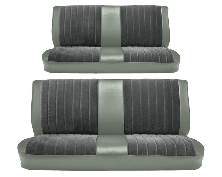Front and Rear Bench Seat Upholstery for 1973-1980 Chevy/GMC Crew Cab Truck [Madrid Grain/Regal Velour, Medium Gray/Charcoal]