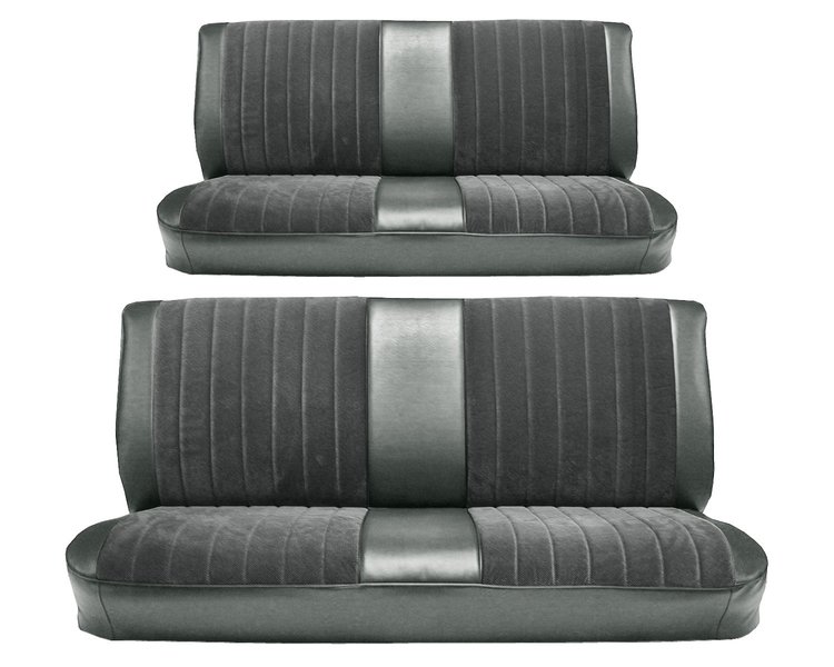 Front and Rear Bench Seat Upholstery for 1973-1980 Chevrolet/GMC Crew Cab Truck [Madrid Grain/Regal Velour, Charcoal/Charcoal]