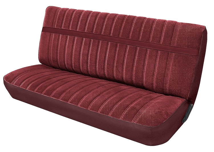 Front Bench Seat Upholstery for 1973-1980 Chevrolet/GMC Crew Cab Truck [Madrid Grain/Regal Velour, Maroon/Burgundy]