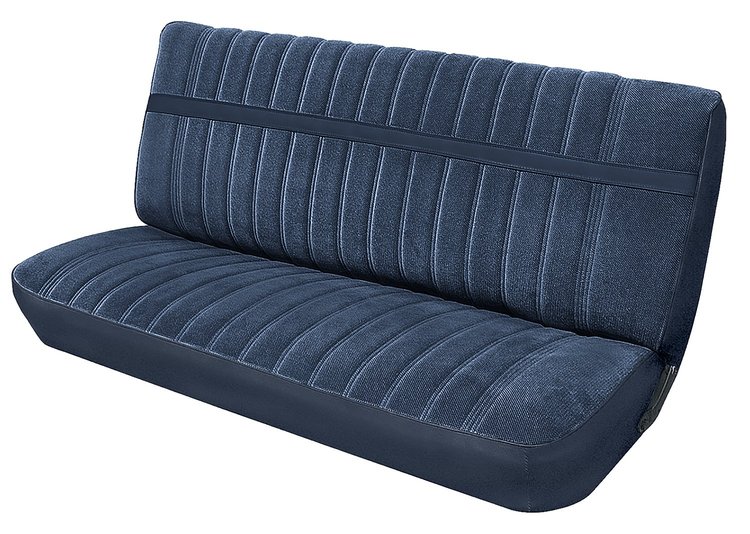 Front Bench Seat Upholstery for 1973-1980 Chevrolet/GMC Crew Cab Truck [Madrid Grain/Regal Velour, Navy Blue/Blue]