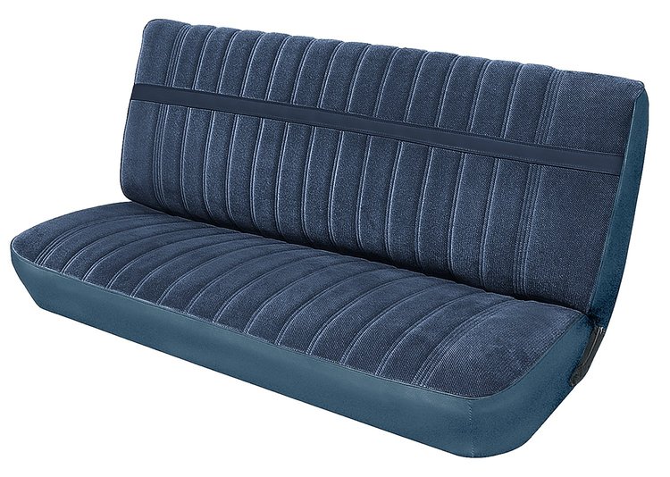 Front Bench Seat Upholstery for 1973-1980 Chevrolet/GMC Crew Cab Truck [Madrid Grain/Regal Velour, Medium Blue/Blue]