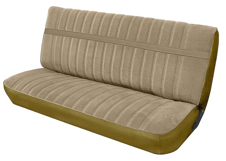 Front Bench Seat Upholstery for 1973-1980 Chevrolet/GMC Crew Cab Truck [Sierra Vinyl/Regal Velour, Palomino/Sandstone]