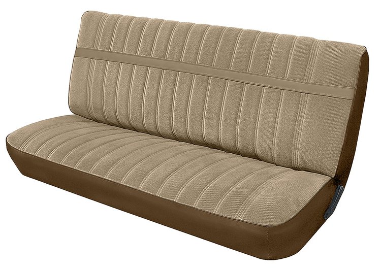 Front Bench Seat Upholstery for 1973-1980 Chevy/GMC Crew Cab Truck [Madrid Grain/Regal Velour, Dark Saddle/Sandstone]