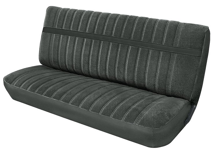 Front Bench Seat Upholstery for 1973-1980 Chevrolet/GMC Crew Cab Truck [Madrid Grain/Regal Velour, Charcoal/Charcoal]