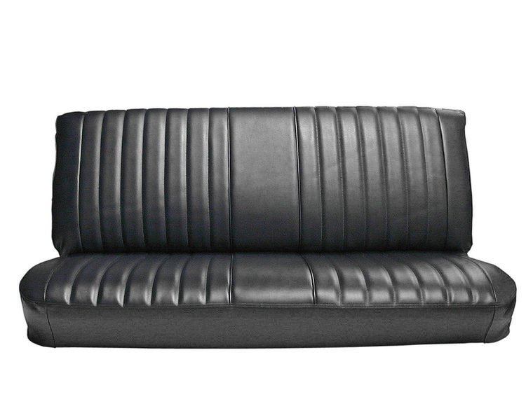 Front Bench Seat Upholstery for 1981-1987 Chevrolet/GMC Standard/Crew Cab Truck [Madrid Grain Vinyl, With Pleats, Black]
