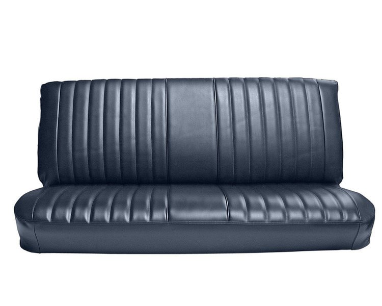 Front Bench Seat Upholstery for 1981-1987 Chevrolet/GMC Standard/Crew Cab Truck [Madrid Grain Vinyl, With Pleats, Navy Blue]