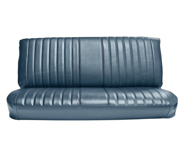 Front Bench Seat Upholstery for 1981-1987 Chevrolet/GMC Standard/Crew Cab Truck [Madrid Grain Vinyl, With Pleats, Medium Blue]