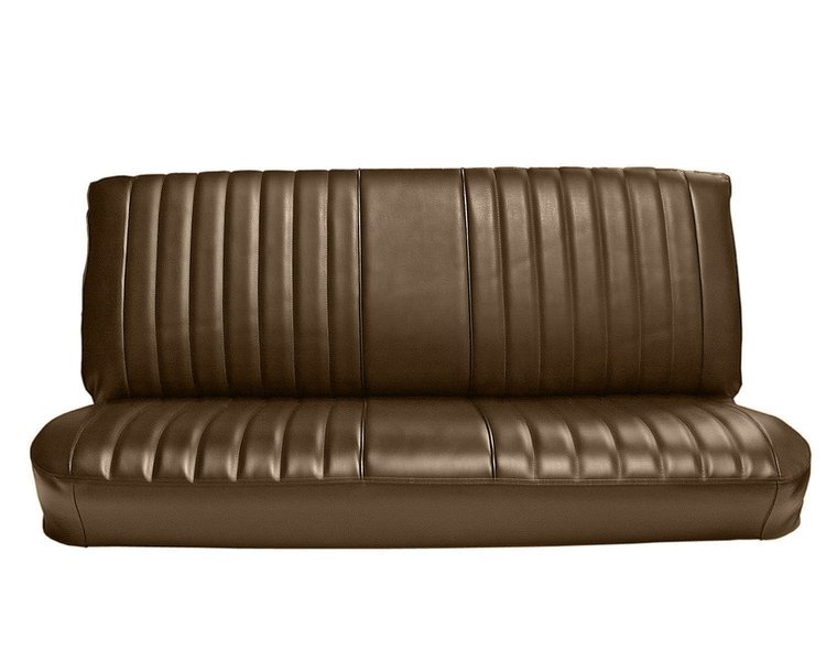 Front Bench Seat Upholstery for 1981-1987 Chevrolet/GMC Standard/Crew Cab Truck [Madrid Grain Vinyl, With Pleats, Dark Saddle]