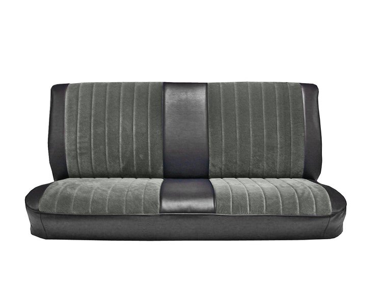 Front Bench Seat Upholstery for 1981-1987 Chevrolet/GMC Standard/Crew Cab Truck [Black Madrid, With Pleats, Silver Velour]