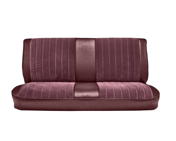 Front Bench Seat Upholstery for 1981-1987 Chevrolet/GMC Standard/Crew Cab Truck [Maroon Madrid, With Pleats, Burgundy Velour]