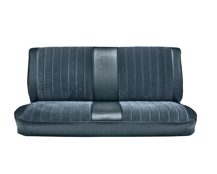 Front Bench Seat Upholstery for 1981-1987 Chevrolet/GMC Standard/Crew Cab Truck [Medium Blue Madrid, With Pleats, Blue Velour]