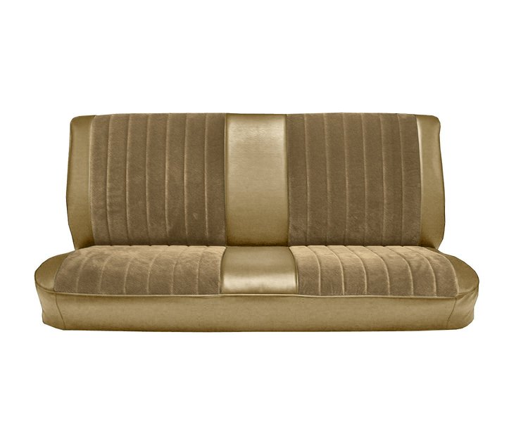 Front Bench Seat Upholstery for 1981-1987 Chevrolet/GMC Standard/Crew Cab Truck [Palomino Madrid, With Pleats, Sandstone Velour]