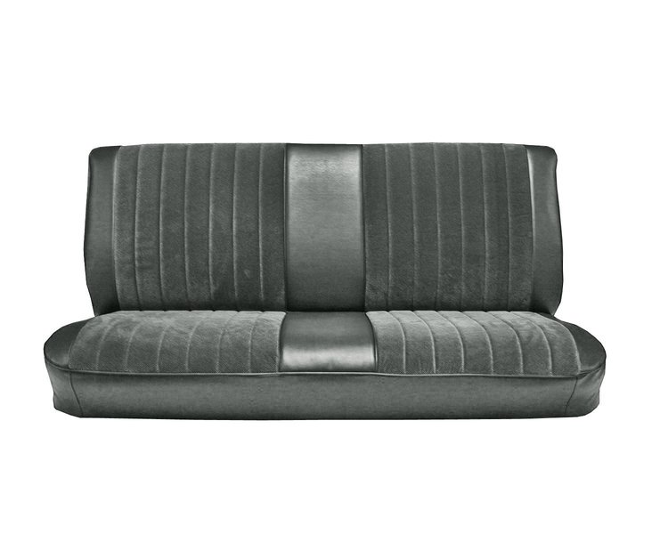 Front Bench Seat Upholstery for 1981-1987 Chevrolet/GMC Standard/Crew Cab Truck [Charcoal Madrid, With Pleats, Charcoal Velour]