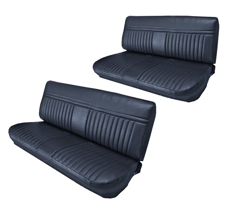Front and Rear Bench Seat Upholstery for 1981-1987 Chevrolet/GMC Crew Cab Truck [Madrid Grain Vinyl, Navy Blue]
