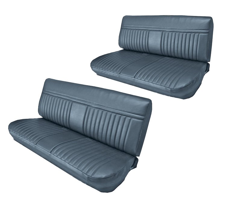 Front and Rear Bench Seat Upholstery for 1981-1987 Chevrolet/GMC Crew Cab Truck [Madrid Grain Vinyl, Medium Blue]