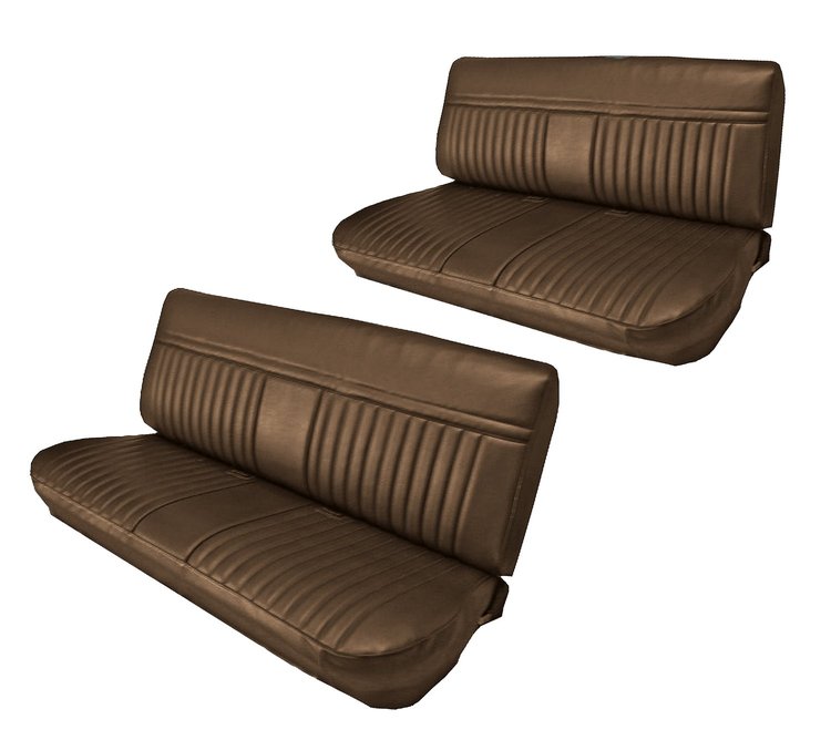 Front and Rear Bench Seat Upholstery for 1981-1987 Chevrolet/GMC Crew Cab Truck [Madrid Grain Vinyl, Dark Saddle]
