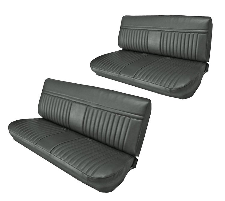 Front and Rear Bench Seat Upholstery for 1981-1987 Chevrolet/GMC Crew Cab Truck [Madrid Grain Vinyl, Charcoal]