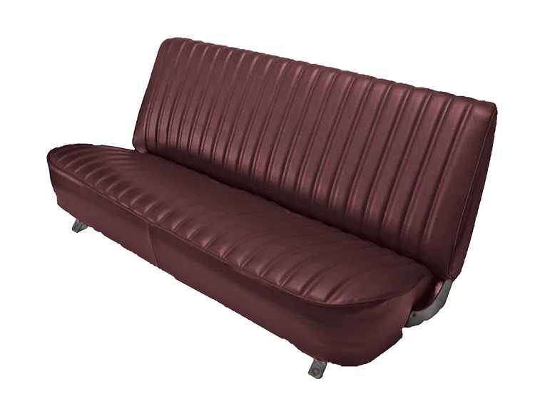Front Bench Seat Upholstery for 1981-1987 Chevrolet/GMC Standard/Front Crew Cab Truck [Seat Belt Cutouts, Madrid, Maroon]