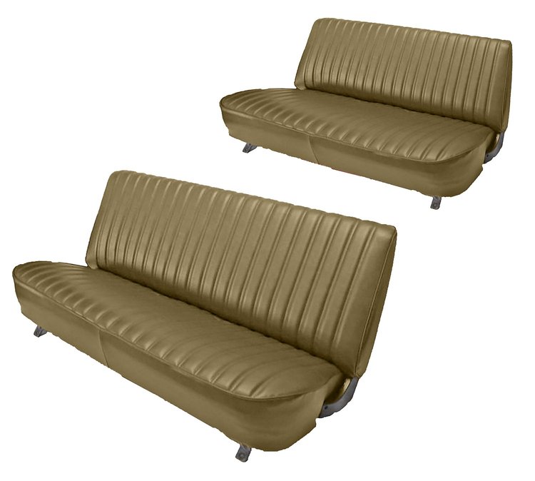 Front and Rear Bench Seat Upholstery for 1981-1987 Chevy/GMC Crew Cab Truck [Seat Belt Cutouts, Madrid, Palomino]
