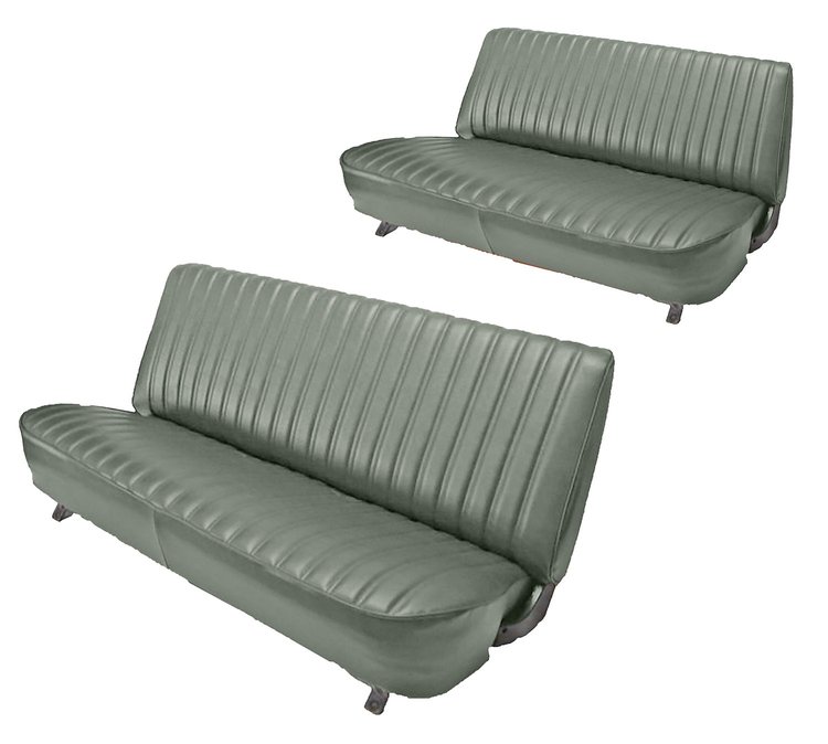 Front and Rear Bench Seat Upholstery for 1981-1987 Chevy/GMC Crew Cab Truck [Seat Belt Cutouts, Madrid, Medium Gray]