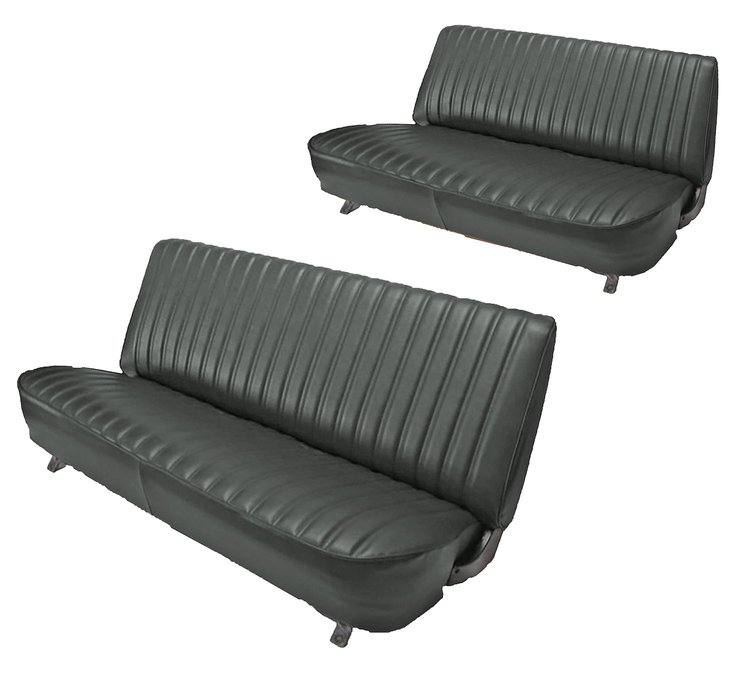 Front and Rear Bench Seat Upholstery for 1981-1987 Chevy/GMC Crew Cab Truck [Seat Belt Cutouts, Madrid, Charcoal]