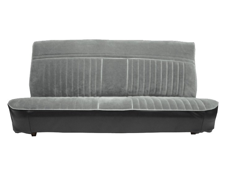 Front Bench Seat Upholstery for 1981-1987 Chevy/GMC Standard/Crew Cab Truck [Black Madrid, Smooth Pleats, Silver Velour]