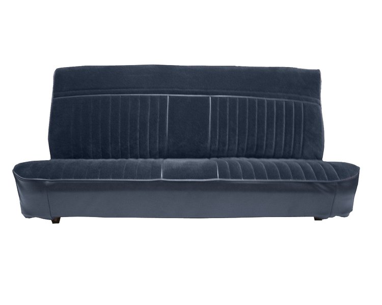 Front Bench Seat Upholstery for 1981-1987 Chevy/GMC Standard/Crew Cab Truck [Navy Blue Madrid, Smooth Pleats, Blue Velour]