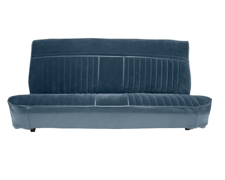 Front Bench Seat Upholstery for 1981-1987 Chevy/GMC Standard/Crew Cab Truck [Medium Blue Madrid, Smooth Pleats, Blue Velour]
