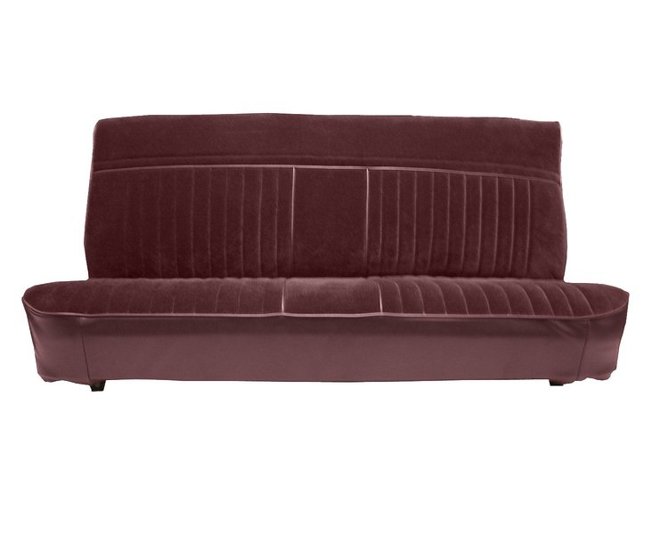 Front Bench Seat Upholstery for 1981-1987 Chevy/GMC Std./Crew Cab Truck [Seat Belt Cutouts, Vertical Pleats, Maroon/Burgundy]