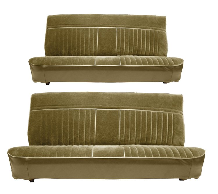 Front and Rear Bench Seat Upholstery for 1981-1987 Chevy/GMC Crew Cab Truck [Vertical Pleats, Palomino/Sandstone]