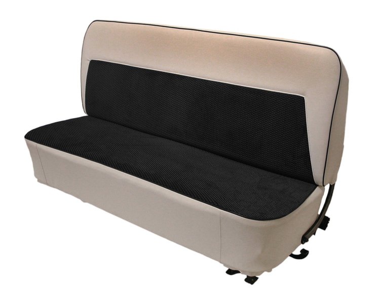 Bench Seat Upholstery for 1955 (2nd Series)-1959 Chevrolet/GMC Standard Cab Truck [Cameo Style, Black/White]