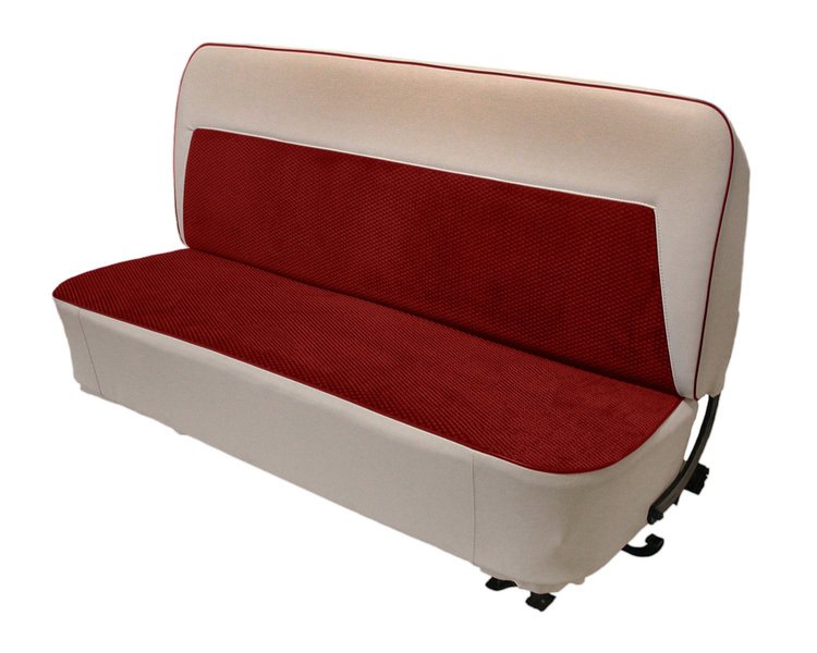 Bench Seat Upholstery for 1955 (2nd Series)-1959 Chevrolet/GMC Standard Cab Truck [Cameo Style, Torch Red/White]