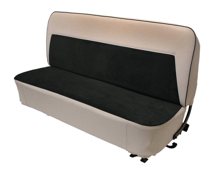 Bench Seat Upholstery for 1955 (2nd Series)-1959 Chevrolet/GMC Standard Cab Truck [Cameo Style, Dark Charcoal/White]