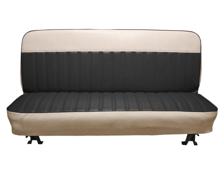 Bench Seat Upholstery for 1960-1966 Chevrolet/GMC Standard Cab Truck [With Pleats, Black/White]