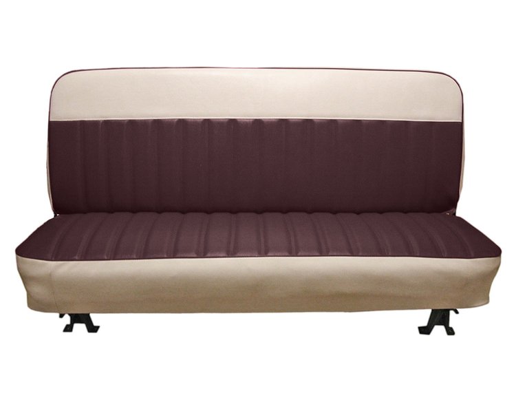 Bench Seat Upholstery for 1960-1966 Chevrolet/GMC Standard Cab Truck [With Pleats, Maroon/White]