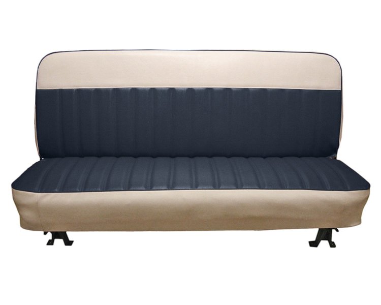 Bench Seat Upholstery for 1960-1966 Chevrolet/GMC Standard Cab Truck [With Pleats, Navy Blue/White]
