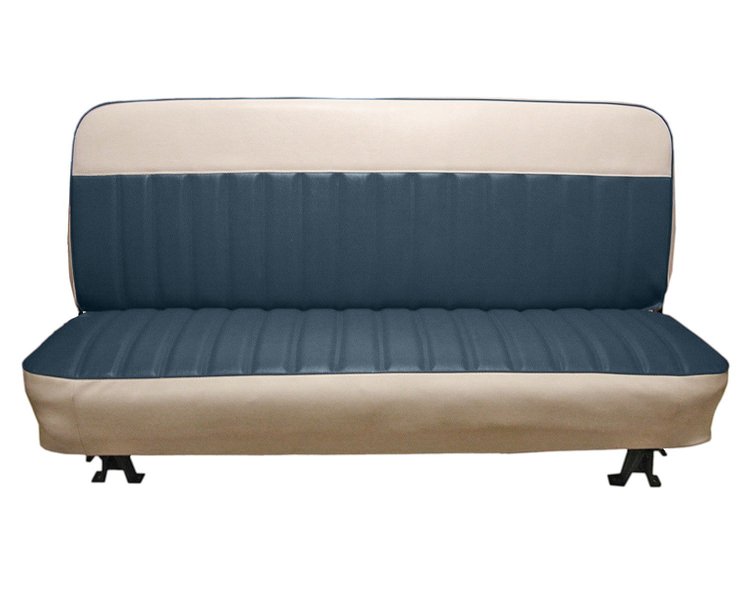 Bench Seat Upholstery for 1960-1966 Chevrolet/GMC Standard Cab Truck [With Pleats, Medium Blue/White]